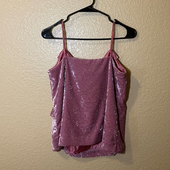J.Crew Fairy Core Pink Crushed Velvet Tank Ruffles Adjustable strap - Picture 2 of 2
